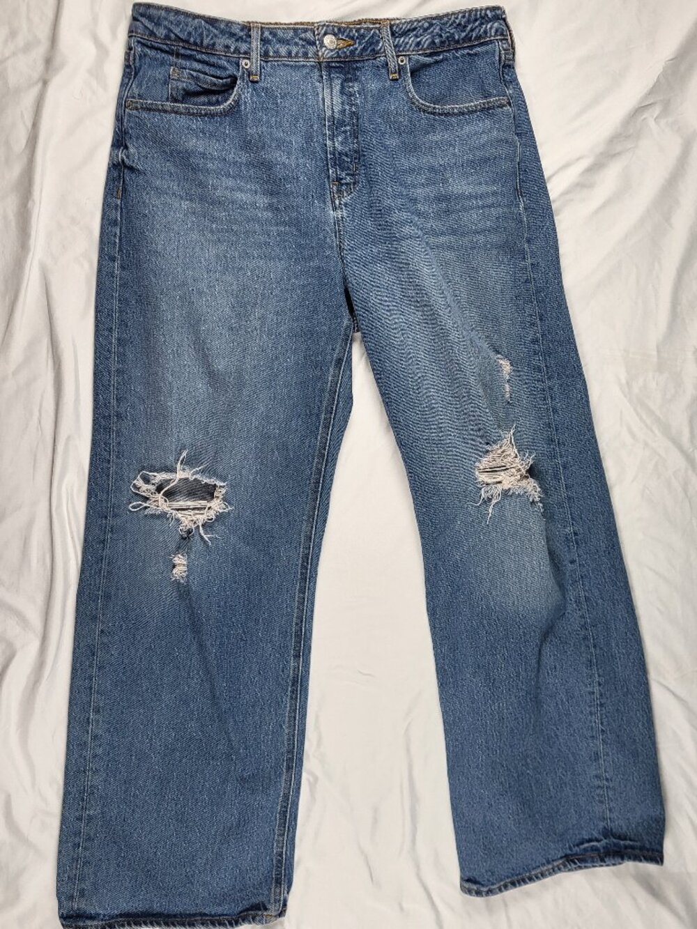 Old Navy Jeans Women's 14 Extra High Rise Sky Hi Wide Leg Distressed Y2K Skater